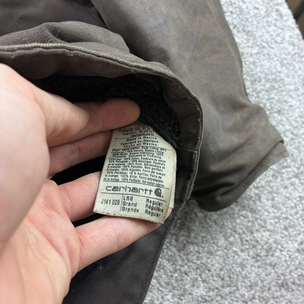 Carhartt Sierra Jacket Mens Large Gray Cotton Sandstone Detroit Hooded J141 029 - Picture 5 of 7